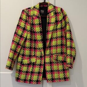 River Island Women's Neon Plaid Blazer